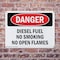 Signmission Diesel Fuel No Smoking No Open Flames Danger Sign, Plastic, 10in W x 7in L, 2PK OS-2PACK-DS-P-710-L-2364 - alternate 5